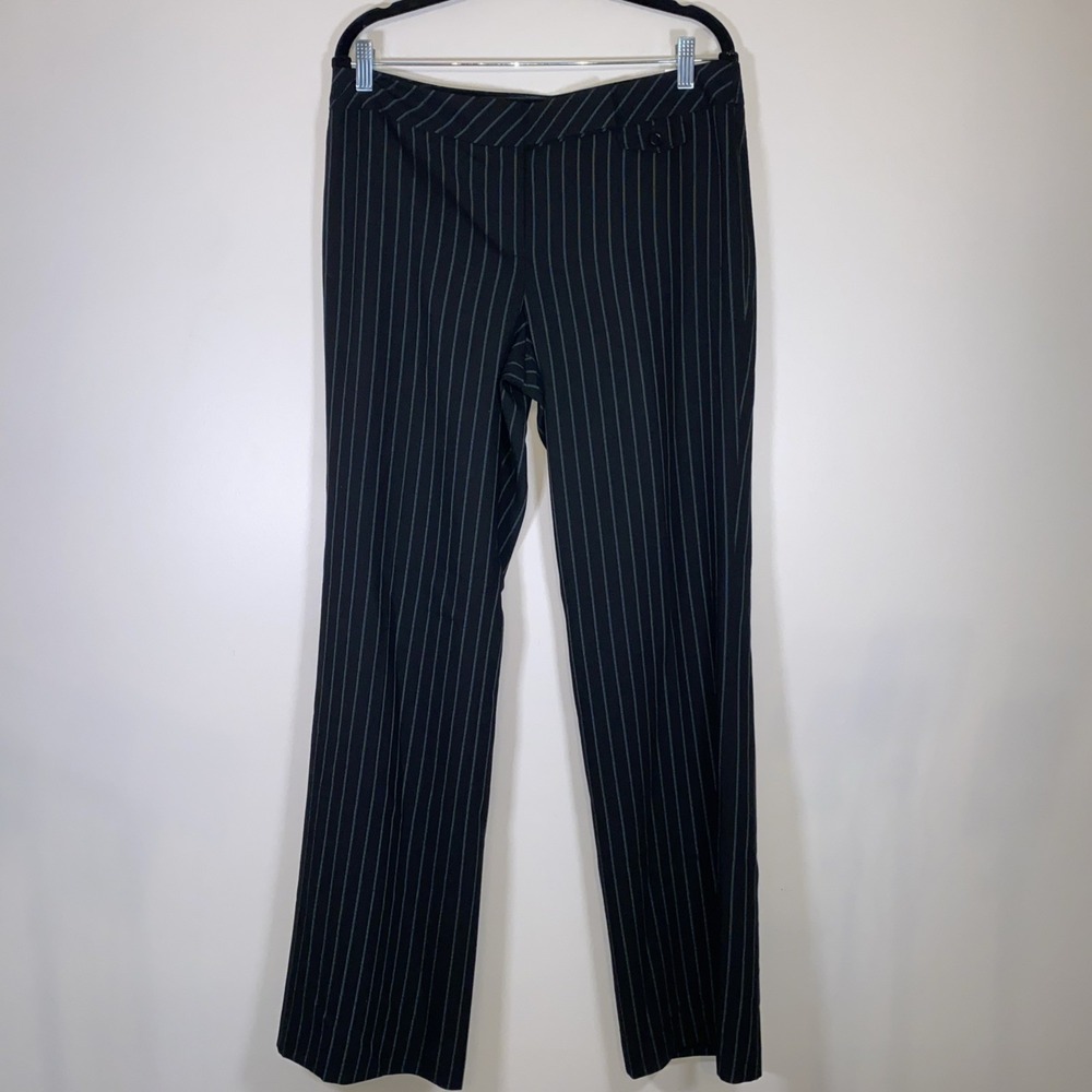 LOFT Ann Taylor Marisa Pants Women 10 Black Pinstripe Career Work Trouser‎